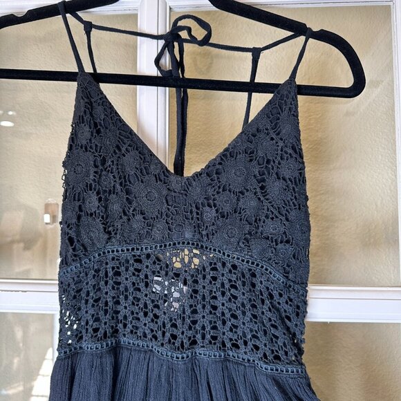 ABERCROMBIE & FITCH Sheer Lace Strappy Black Romper Size Small - Picture 5 of 11